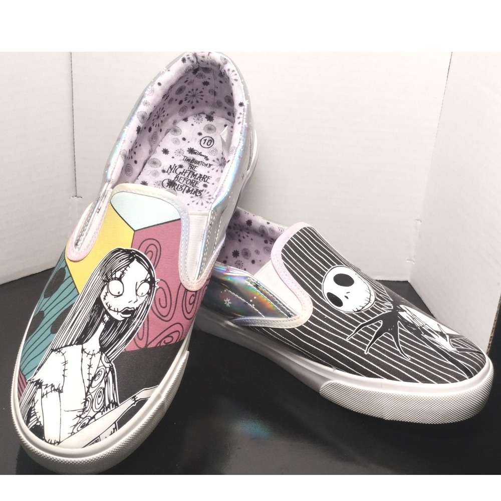 Disney Nightmare Before Christmas Jack Sally Iridescent Slip On Shoes 10